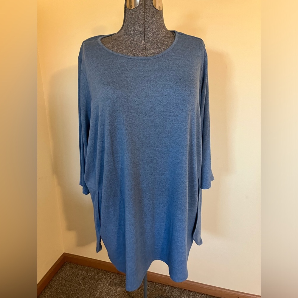 Denim and company 4X top blue 3/4 sleeves